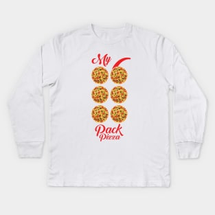 Six Pack PIZZA T-shirt Kids Long Sleeve T-Shirt